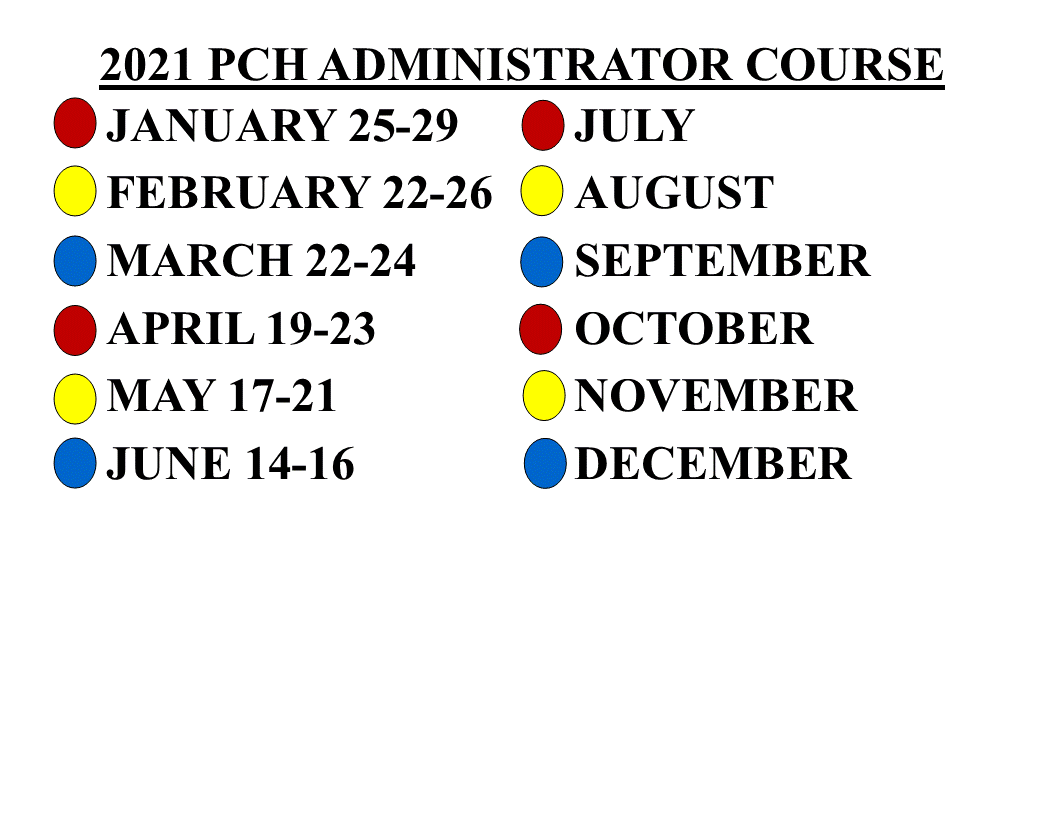 PCH Schedule 2021