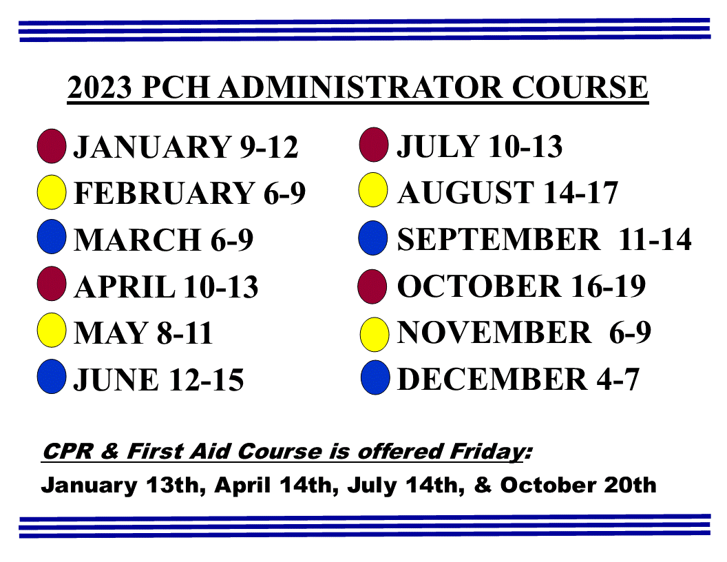 Color-Coded PCH Schedule 2023